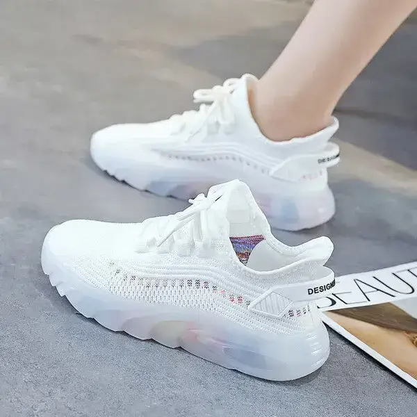 Women Fashion Breathable Solid Color Lace-Up Sneakers | Lightweight & Stylish